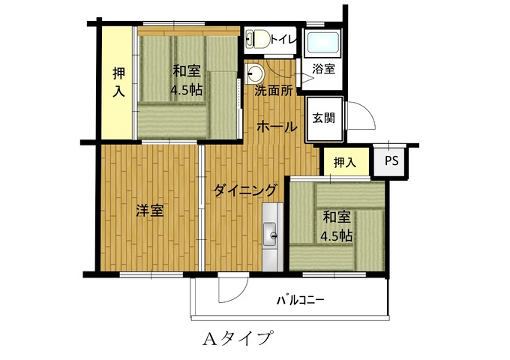 姫路青山公社団地 5号棟(3DK/2階)の間取り写真