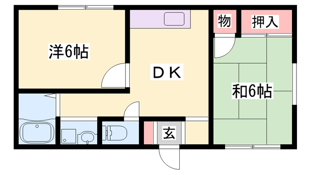 ヴィザ・シャト・社(2DK/2階)の間取り写真