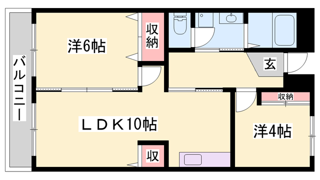 ドミール101(2LDK/1階)の間取り写真