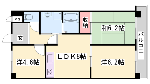 エンジェル尾上(3LDK/3階)の間取り写真