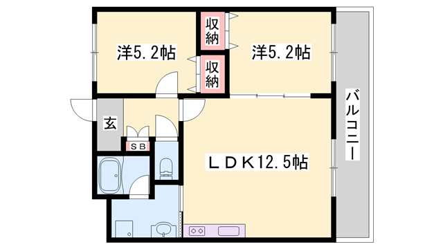 シャトー御立(2LDK/2階)の間取り写真