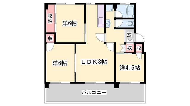 ヴィラナリー加東Ⅲ 2号棟(3LDK/2階)の間取り写真