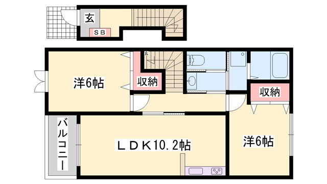 アロサール(2LDK/2階)の間取り写真