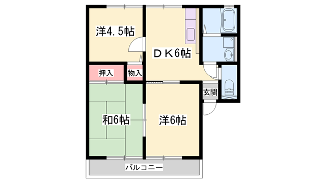 ローゼンハイム(3DK/1階)の間取り写真
