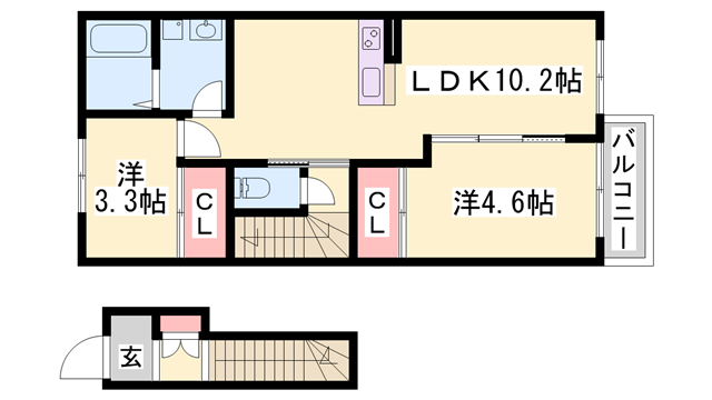 メゾン・ド・F6(2LDK/2階)の間取り写真