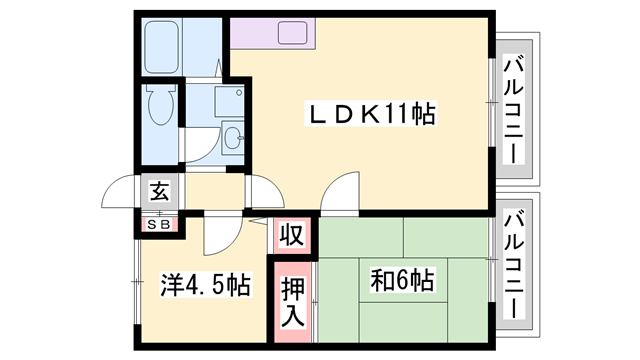 コージィコート西(2LDK/2階)の間取り写真