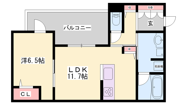 ロワイヤル綿町(1LDK/1階)の間取り写真