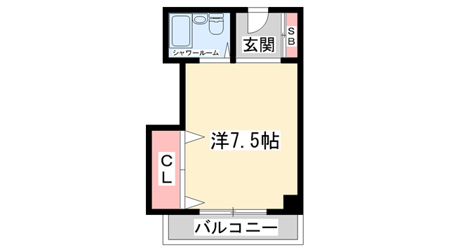 アレッタ西脇(ワンルーム/4階)の間取り写真