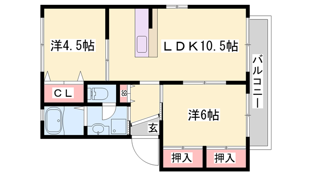 フローラKANKI(2LDK/2階)の間取り写真