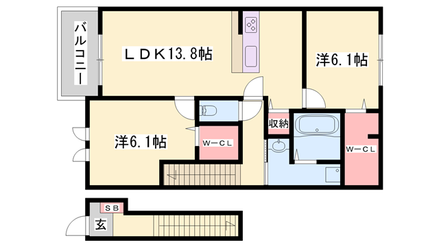 サンテ ドミール(2LDK/2階)の間取り写真