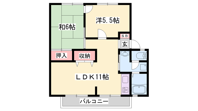 サンビレッジ美乃利(2LDK/2階)の間取り写真