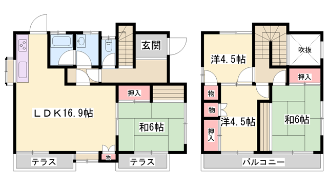 山陽本線 姫路駅 バス乗車時間:35分 緑台中バス停で下車 徒歩3分 2階建 築46年(4LDK)の間取り写真