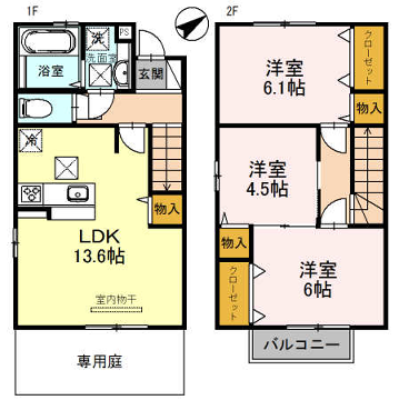 アネックス憩(3LDK/1階)の間取り写真