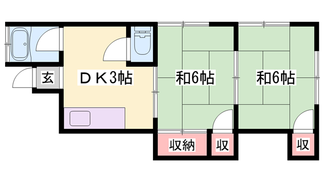 コーポやすむろ(2K/2階)の間取り写真