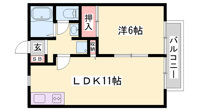 リヴェール山吹(1LDK/2階)の間取り写真