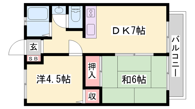 サンシティ下手野(2DK/2階)の間取り写真