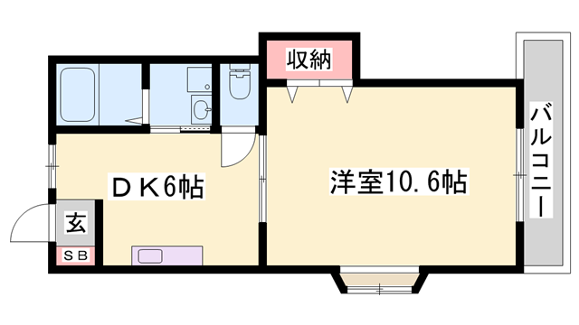 エスポワール(1DK/2階)の間取り写真