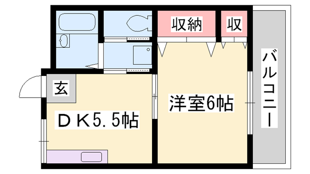 ベル新在家(1DK/2階)の間取り写真