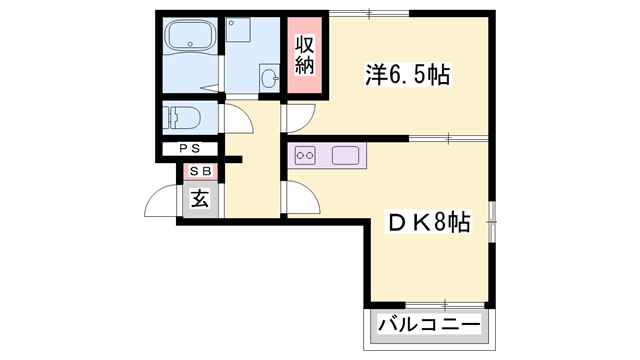 グレイス英賀保(1DK/2階)の間取り写真