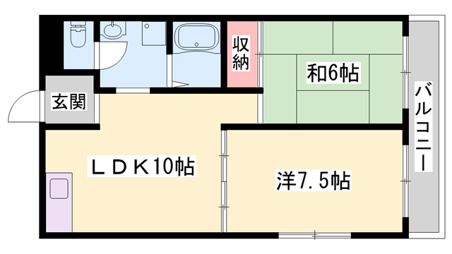 サニーハイム山氏浦 A棟(2LDK/3階)の間取り写真