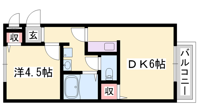 サンライフ・アイA棟(2K/1階)の間取り写真