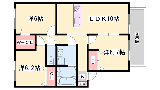 グランモア堂本(3LDK/1階)の間取り写真