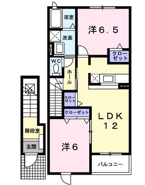 ジェルメ・ウエスト Ⅰ(2LDK/2階)の間取り写真