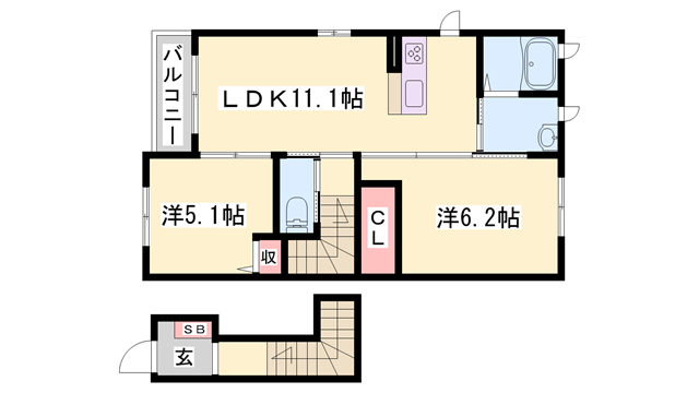 レジデンス永尾M(2LDK/2階)の間取り写真