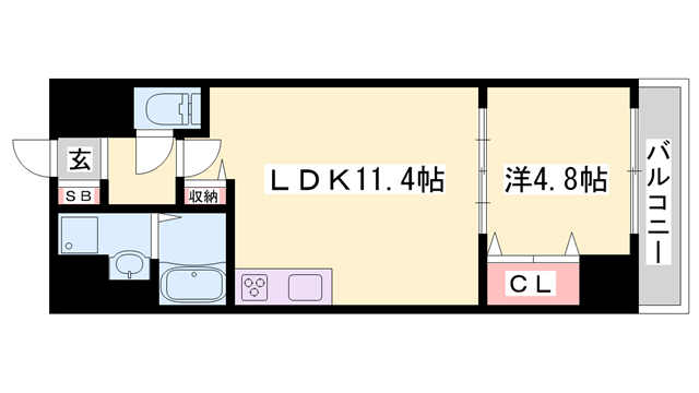 MISTRAL姫路駅前Ⅲ(1LDK/3階)の間取り写真