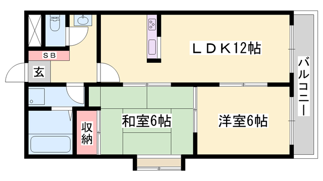 山田コーポ(2LDK/2階)の間取り写真
