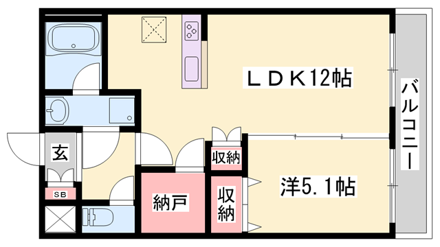 アーバン・フラッツ加西(1LDK/3階)の間取り写真