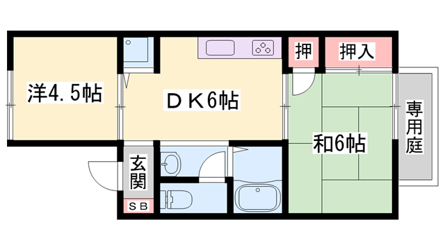 サンヴェール春日(2DK/1階)の間取り写真