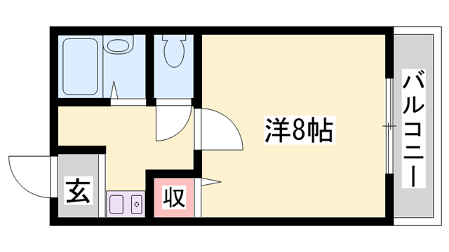 グランドヒル C棟(1K/2階)の間取り写真