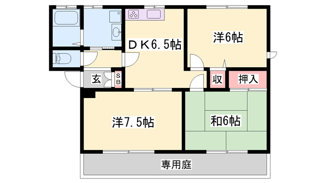 エメロード北八代(3DK/2階)の間取り写真