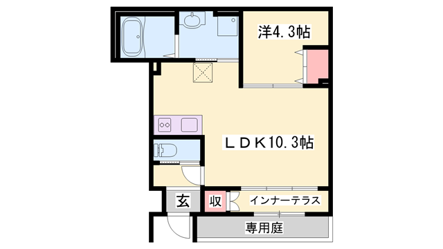 リファインド レジデンス(1LDK/1階)の間取り写真