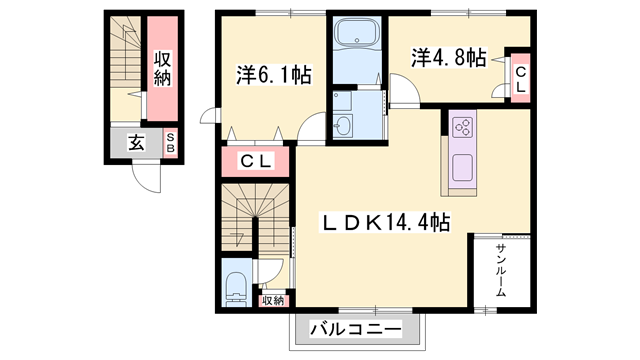 ベル・フロンテ(2LDK/2階)の間取り写真