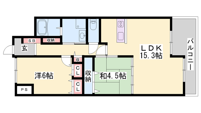 ライオンズマンション姫路西今宿(2LDK/3階)の間取り写真