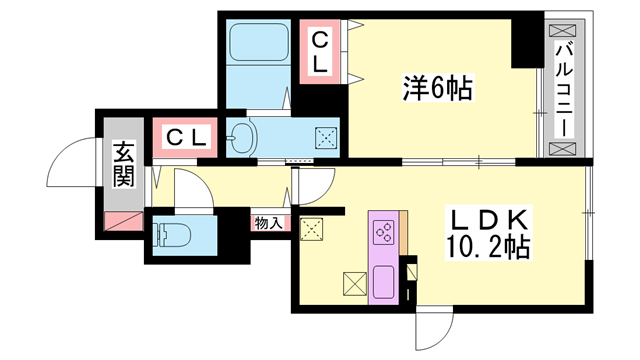 クレシェント(1LDK/1階)の間取り写真
