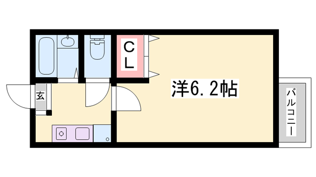 クリエイト太子(1K/2階)の間取り写真