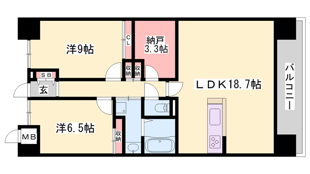 キャッスルコート飾磨(2SLDK/7階)の間取り写真