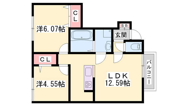 アインスベルグ(2LDK/1階)の間取り写真