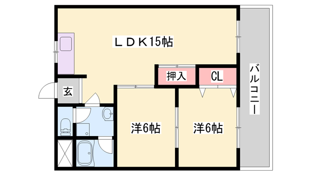 ハッピーコート三宅(2LDK/2階)の間取り写真