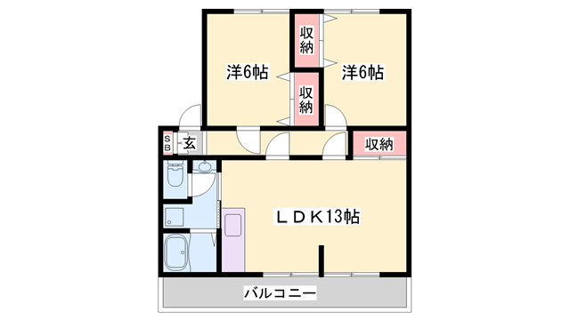 コンフォート西中島(2LDK/1階)の間取り写真