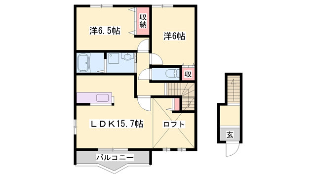 MAISON CLAIRE 1番館(2LDK/1階)の間取り写真