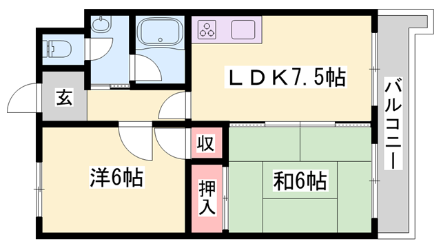 エクセルハイツ構柳瀬(2DK/1階)の間取り写真