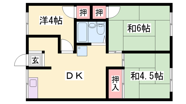 緑風荘(3DK/1階)の間取り写真