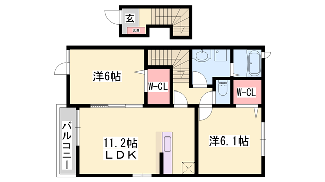 ルナソルC(2LDK/2階)の間取り写真