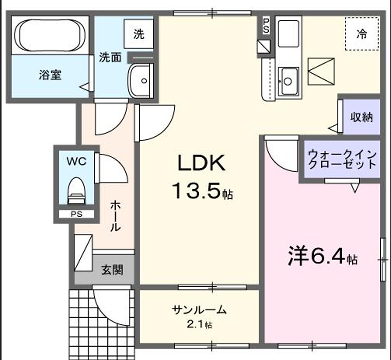 パルミエA(1LDK/1階)の間取り写真