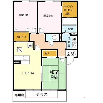 セジュール砥堀A棟(3LDK/1階)の間取り写真
