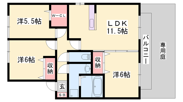 リヴェールコート(3LDK/2階)の間取り写真